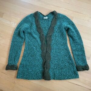 Anthropologie sleeping on snow green and turquoise sweater
